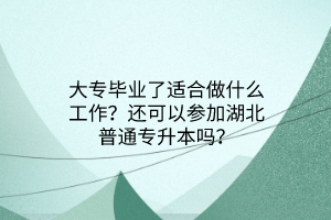 大专毕业了适合做什么工作？还可以参加湖北普通专升本吗？