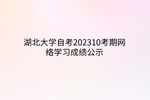 湖北大学自考202310考期网络学习成绩公示