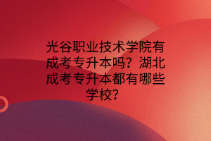 光谷职业技术学院有成考专升本吗？湖北成考专升本都有哪些学校？