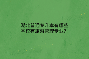 湖北普通专升本有哪些学校有旅游管理专业？