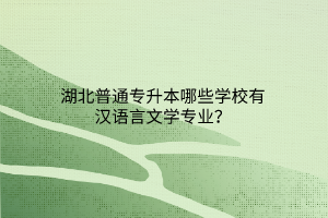 湖北普通专升本哪些学校有汉语言文学专业？