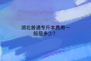湖北普通专升本费用一般是多少？