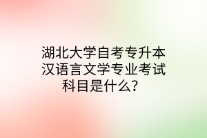 湖北大学自考专升本汉语言文学专业考试科目是什么？