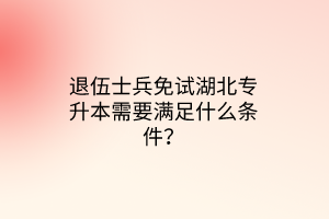 退伍士兵免试湖北专升本需要满足什么条件？