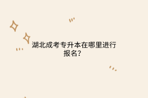 湖北成考专升本在哪里进行报名？