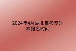 2024年4月湖北自考专升本报名时间