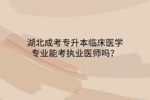 湖北成考专升本临床医学专业能考执业医师吗？