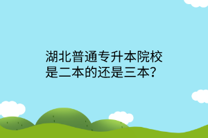 湖北普通专升本院校是二本的还是三本？