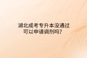 湖北成考专升本没通过可以申请调剂吗？