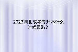 2023湖北成考专升本什么时候录取？