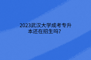 2023武汉大学成考专升本还在招生吗？