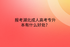 报考湖北成人高考专升本有什么好处？