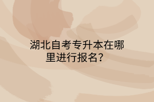 湖北自考专升本在哪里进行报名？