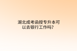 湖北成考函授专升本可以去银行工作吗？