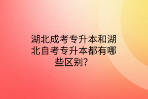 湖北成考专升本和湖北自考专升本都有哪些区别？