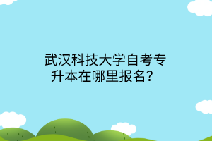 武汉科技大学自考专升本在哪里报名？