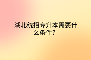 湖北统招专升本需要什么条件？