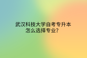 武汉科技大学自考专升本怎么选择专业？