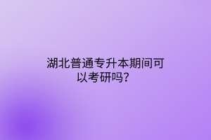 湖北普通专升本期间可以考研吗？