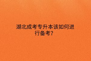 湖北成考专升本该如何进行备考？