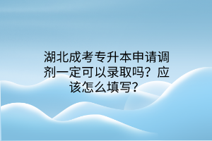 湖北成考专升本申请调剂一定可以录取吗？应该怎么填写？