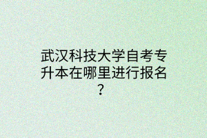 武汉科技大学自考专升本在哪里进行报名？