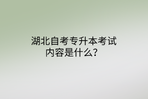湖北自考专升本考试内容是什么？