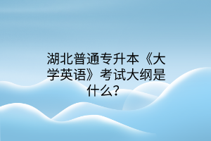 湖北普通专升本《大学英语》考试大纲是什么？