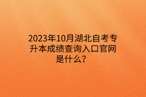 2023年10月湖北自考专升本成绩查询入口官网是什么？