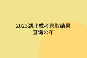 2023湖北成考录取结果查询公布