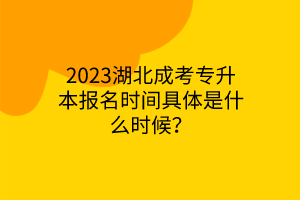 2023湖北成考专升本报名时间具体是什么时候？