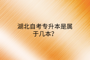 湖北自考专升本是属于几本？