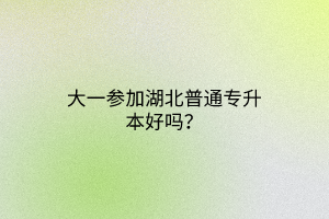 大一参加湖北普通专升本好吗？