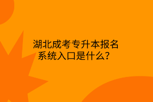 湖北成考专升本报名系统入口是什么？