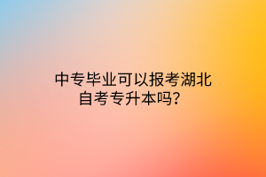 中专毕业可以报考湖北自考专升本吗？