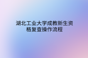 湖北工业大学成教新生资格复查操作流程