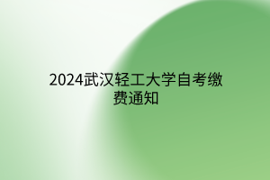 2024武汉轻工大学自考缴费通知