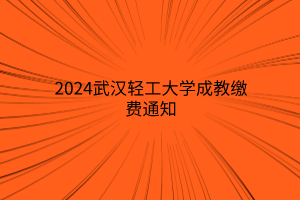 2024武汉轻工大学成教缴费通知