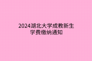 2024湖北大学成教新生学费缴纳通知