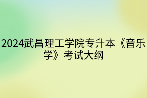 2024武昌理工学院专升本《音乐学》考试大纲