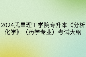 2024武昌理工学院专升本《分析化学》（药学专业）考试大纲