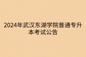 2024年武汉东湖学院普通专升本考试公告