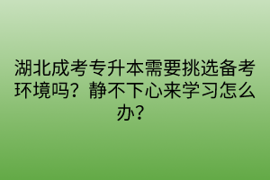 湖北成考专升本需要挑选备考环境吗？静不下心来学习怎么办？