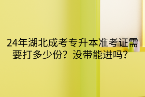 24年湖北成考专升本准考证需要打多少份？没带能进吗？