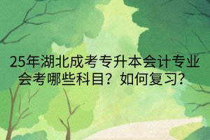25年湖北成考专升本会计专业会考哪些科目？如何复习？