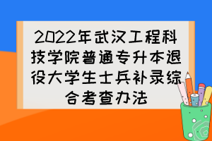 2022年武汉工程科技学院普通专升本退役大学生士兵补录综合考查办法