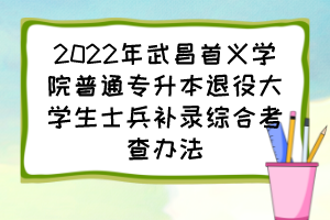 2022年武昌首义学院普通专升本退役大学生士兵补录综合考查办法