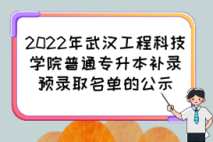 2022年武汉工程科技学院普通专升本补录预录取名单的公示