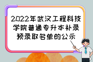 2022年武汉工程科技学院普通专升本补录预录取名单的公示