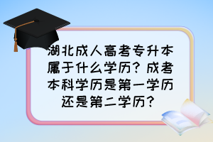 湖北成人高考专升本属于什么学历？成考本科学历是第一学历还是第二学历？